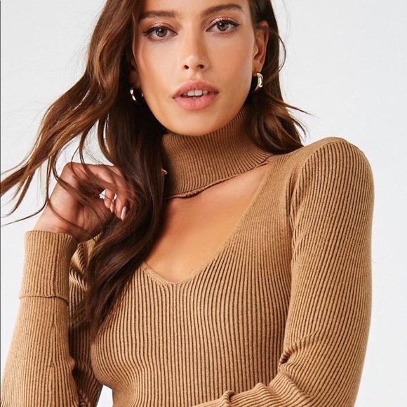 Forever 21 Ribbed Sweater Camel & Black. - Picture 1 of 11